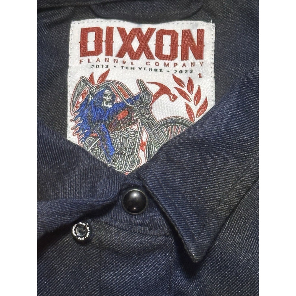 Dixxon "Midnight" 10th Anniversary Pearlsnap Flannel, Black, Blue, Large - Picture 4 of 10